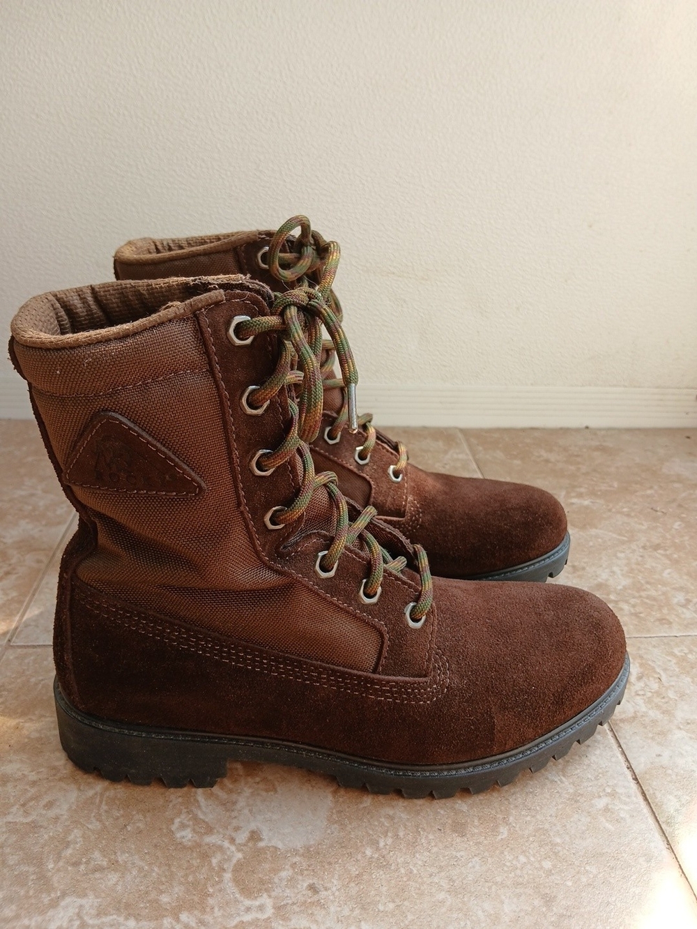 Rocky Boots Brown Suede and Fabric Lace-Up Work Boots EUC